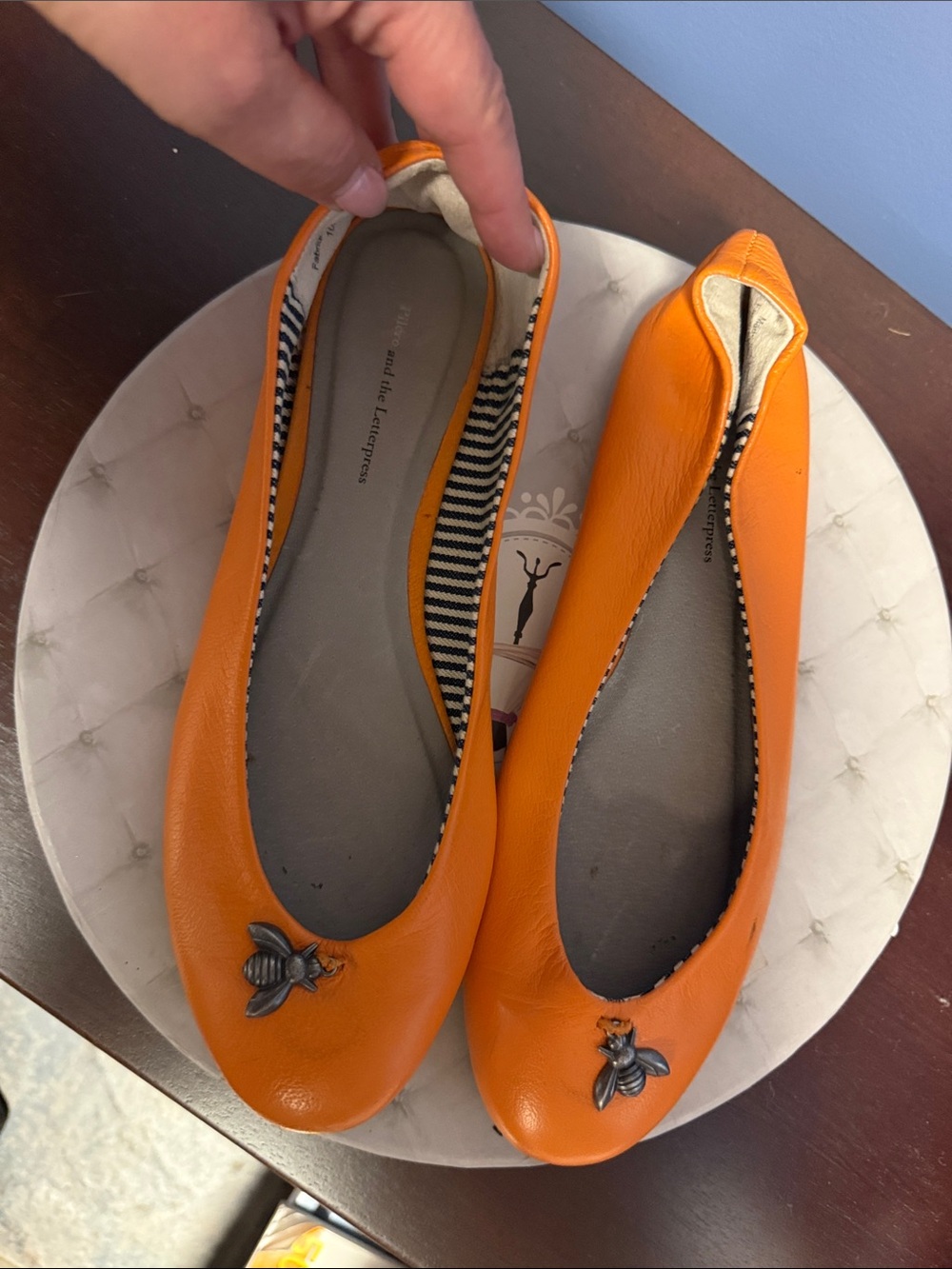 Pilcro Orange Ballet Flats with Bee Accent -